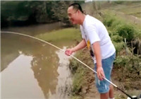 《钓友原创钓鱼视频》 男子河边野钓手竿钓草鱼